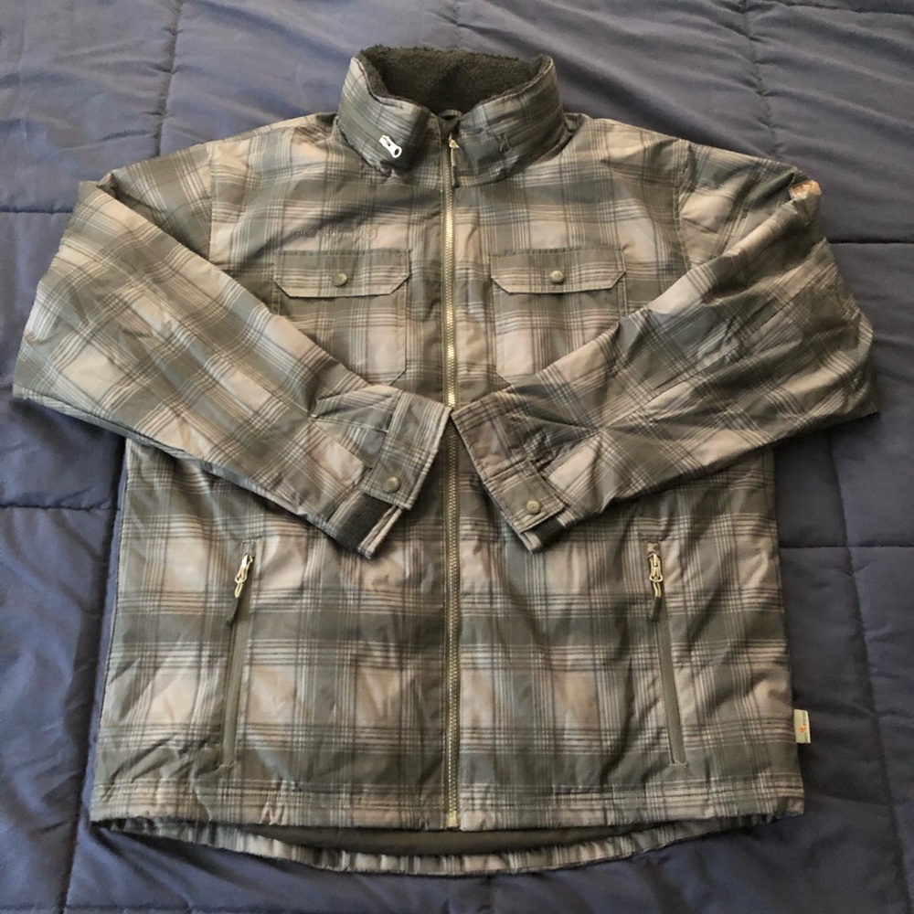 Free Country -Water Resistant Mens Plaid Canvas Utility Parka Coat-Large